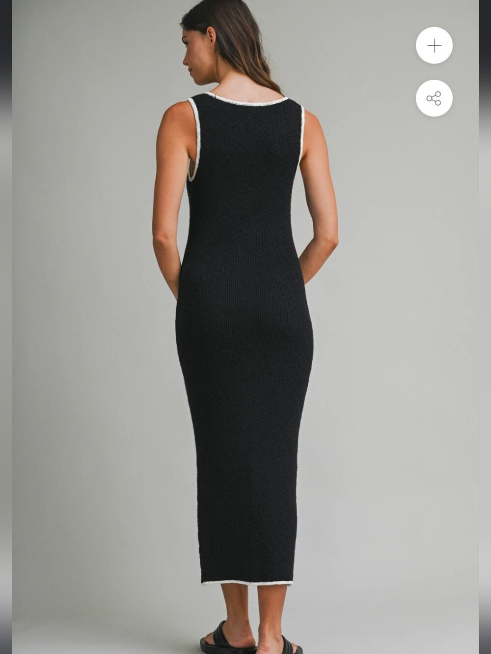 Nwot Reformation Mable Contrast Black White Trim Knit Women's Midi Dress L - Picture 6 of 12